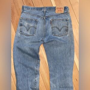 Vintage 90’s Levi's Men's 501’s button- fly, Light Blue Straight Jeans